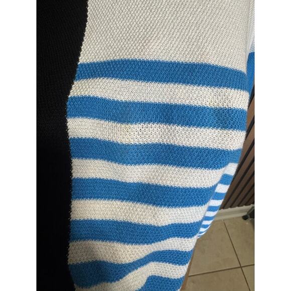 Planet By Lauren G Color Block Striped Sweater Crewneck Blue Black One Size - Picture 10 of 12